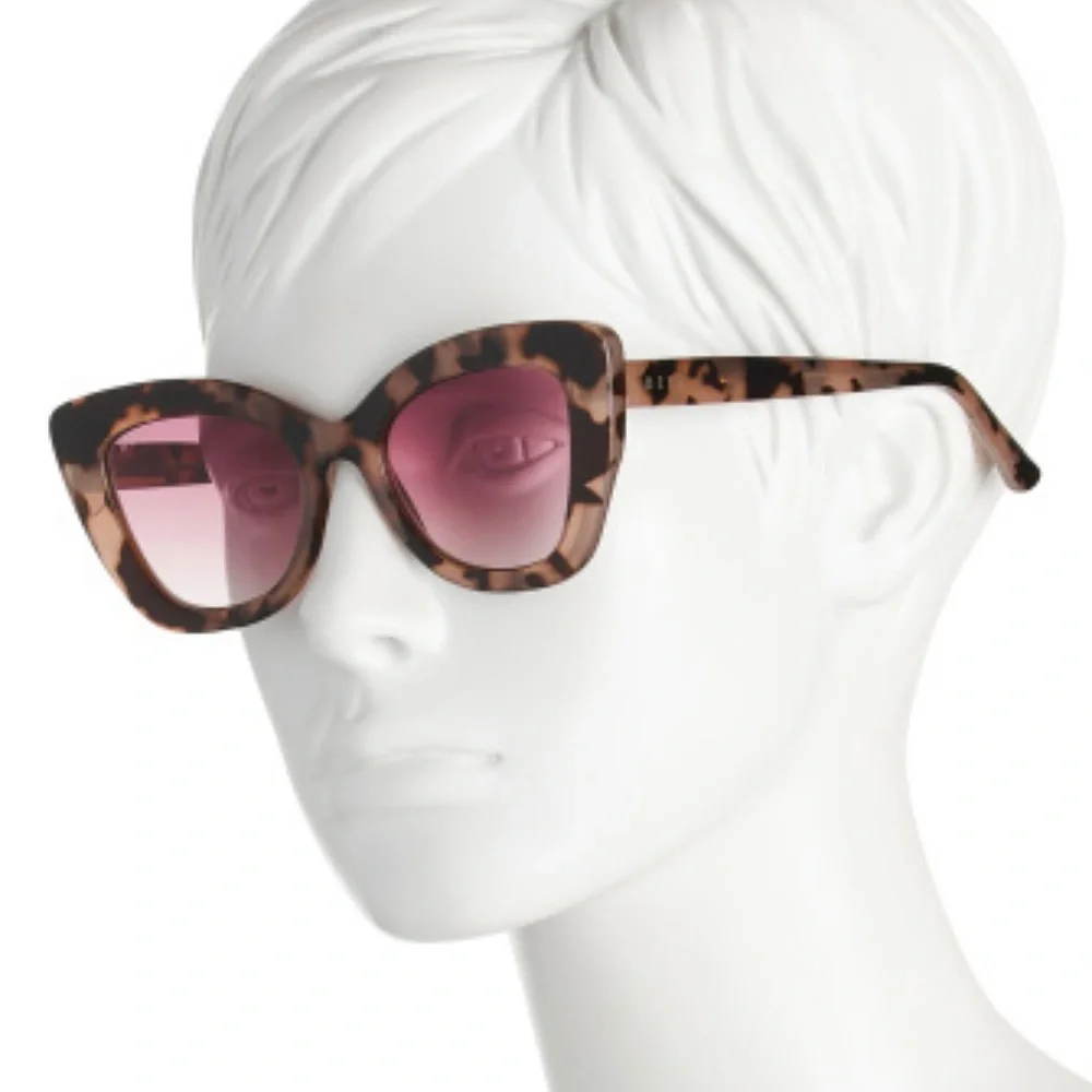 DIFF Melody Sunglasses Blush Tortoise Frame Wine Gradient Lenses Cat Eye